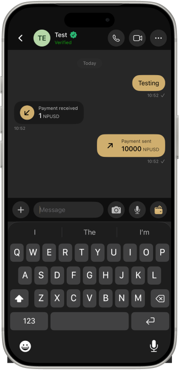A Ghost chat with a payment sent and received inside the conversation
